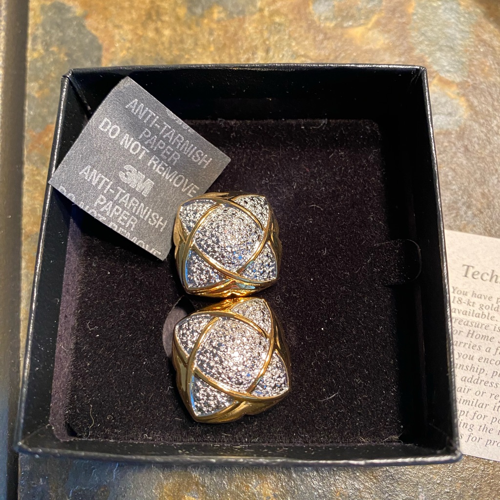 Technibond Clip On Earrings 925 Sterling Silver And Gold